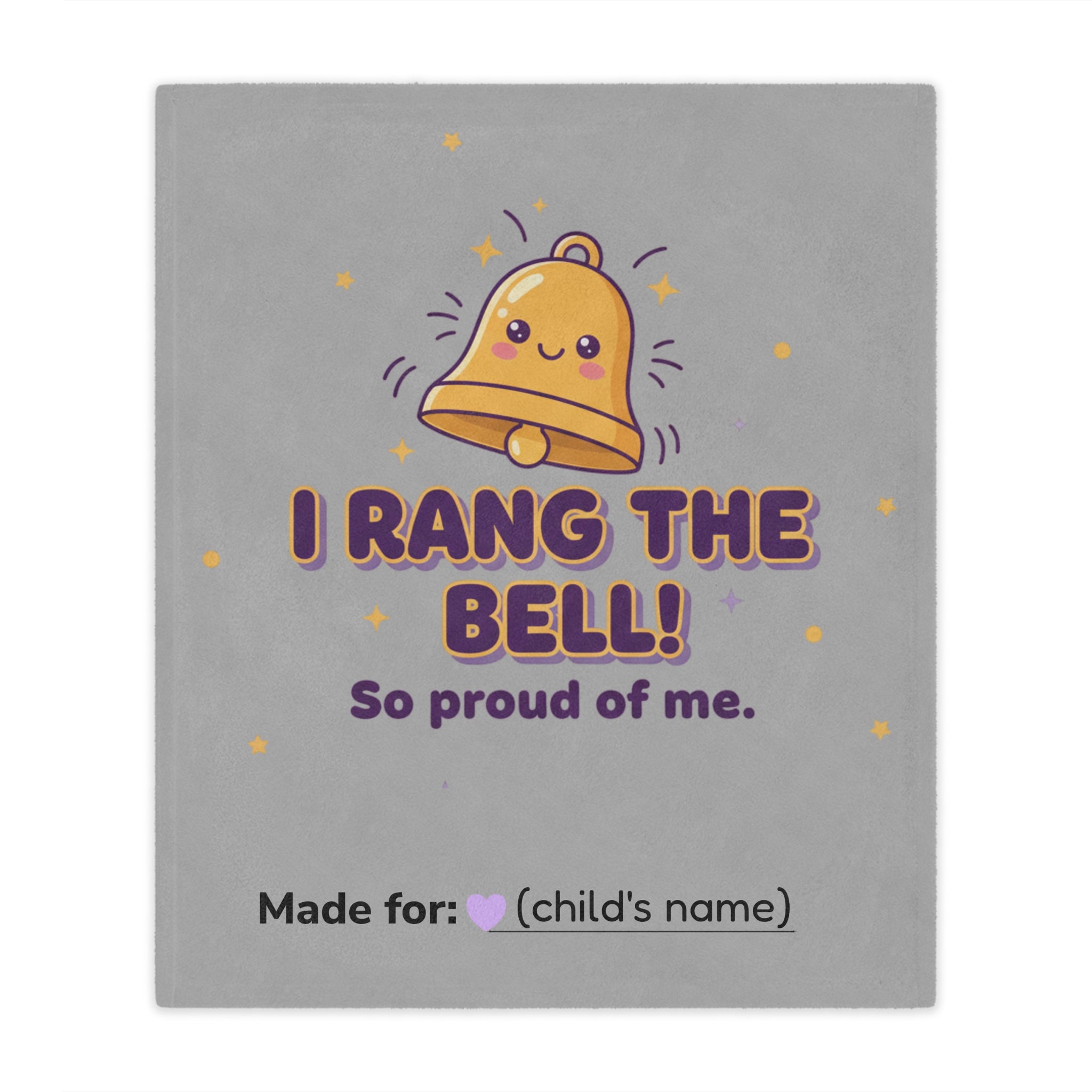 Personalized Kids Bell Ringer Minky Blanket – “I Rang the Bell!”