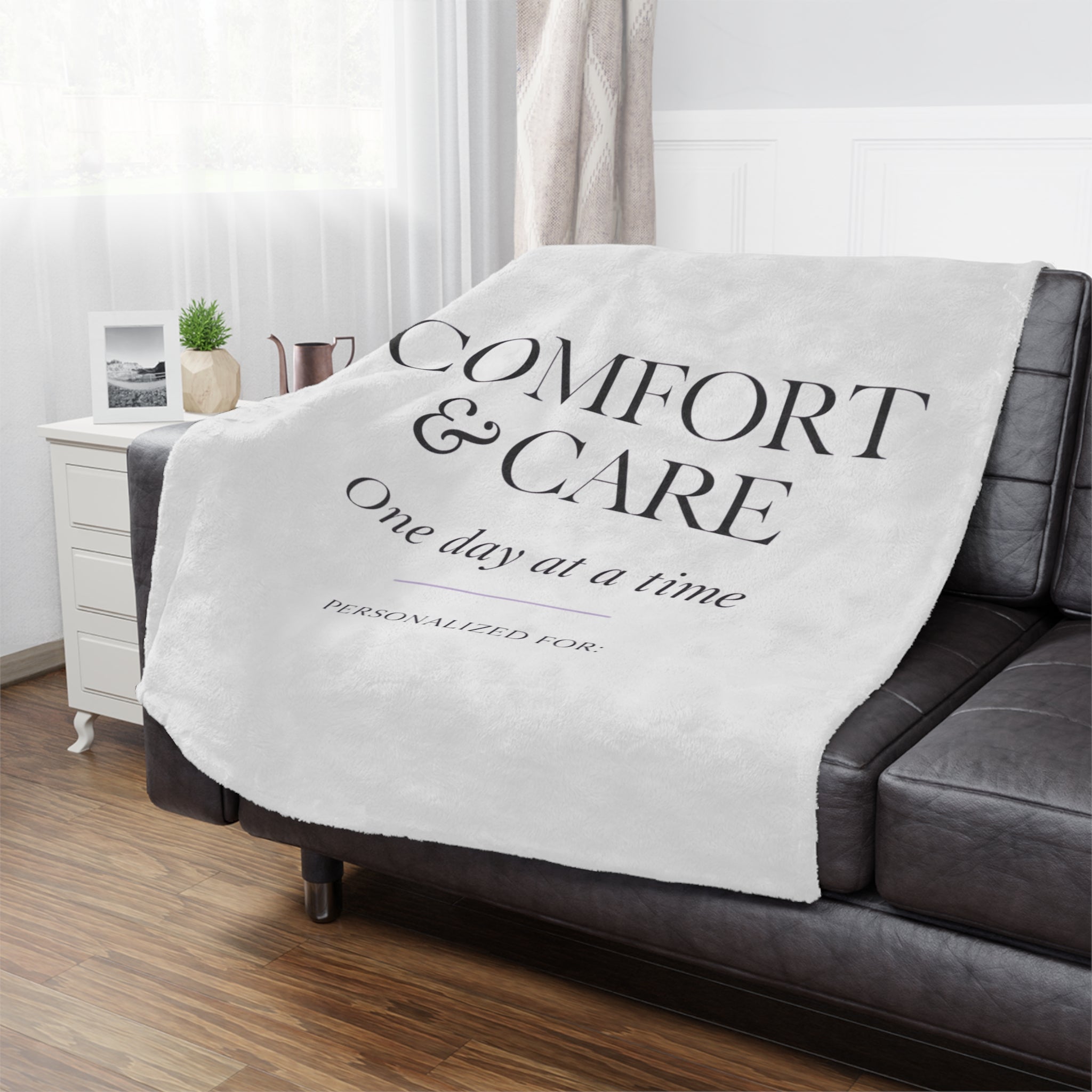 Comfort & Care Minky Blanket — One Day at a Time (Personalized)