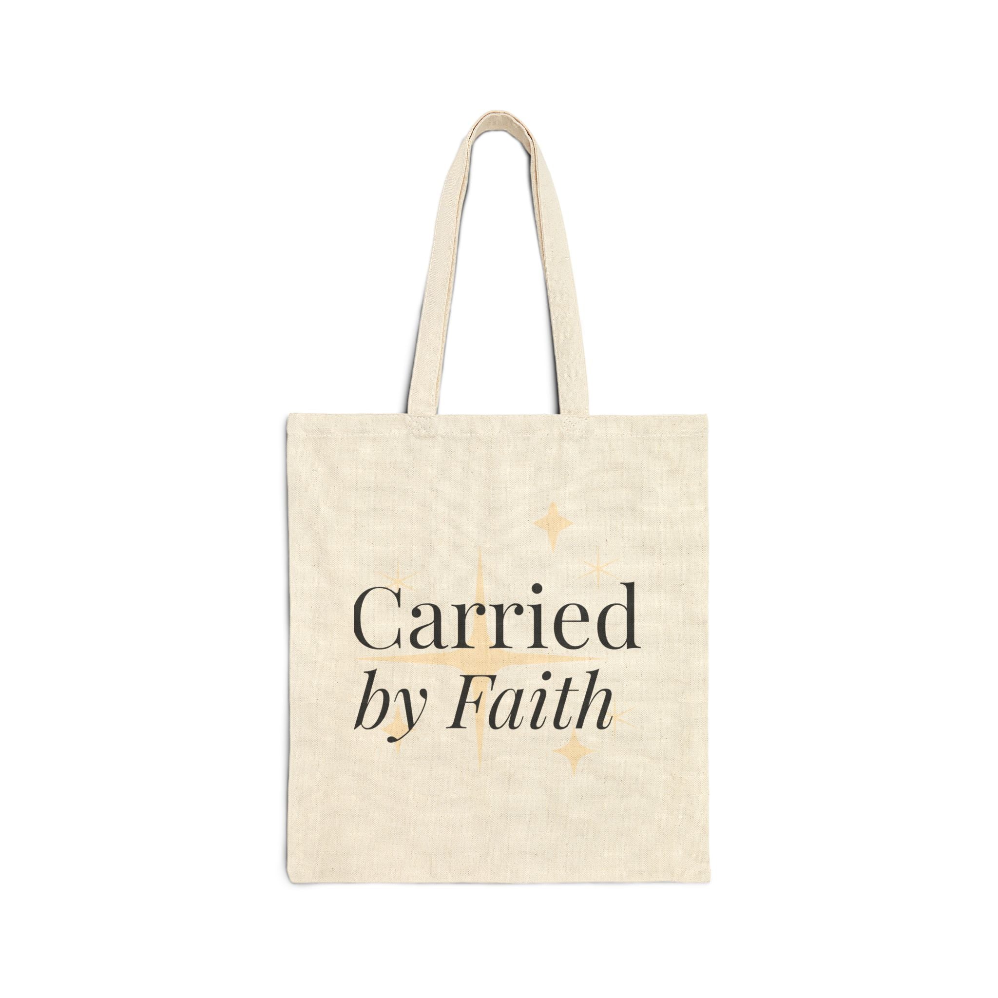 Faith & Strength Personalized Canvas Tote Bag — “Carried by Faith” | Custom Name Tote