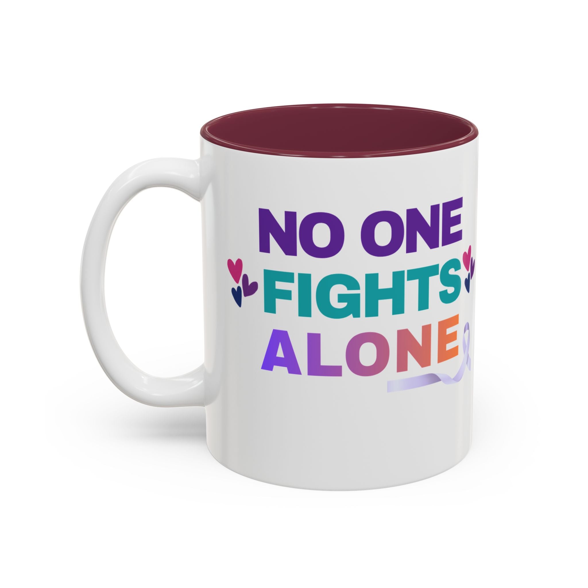 Personalized “No One Fights Alone” Support Mug
