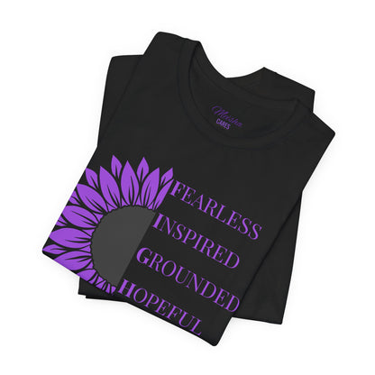Strength of a Survivor Tee - Fearless. Inspired. Grounded. Hopeful. Tenacious.