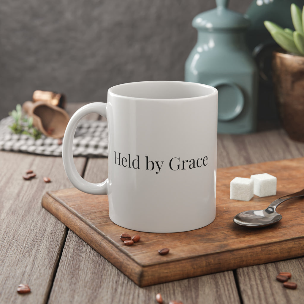 Held by Grace Ceramic Mug – Faith & Strength Collection