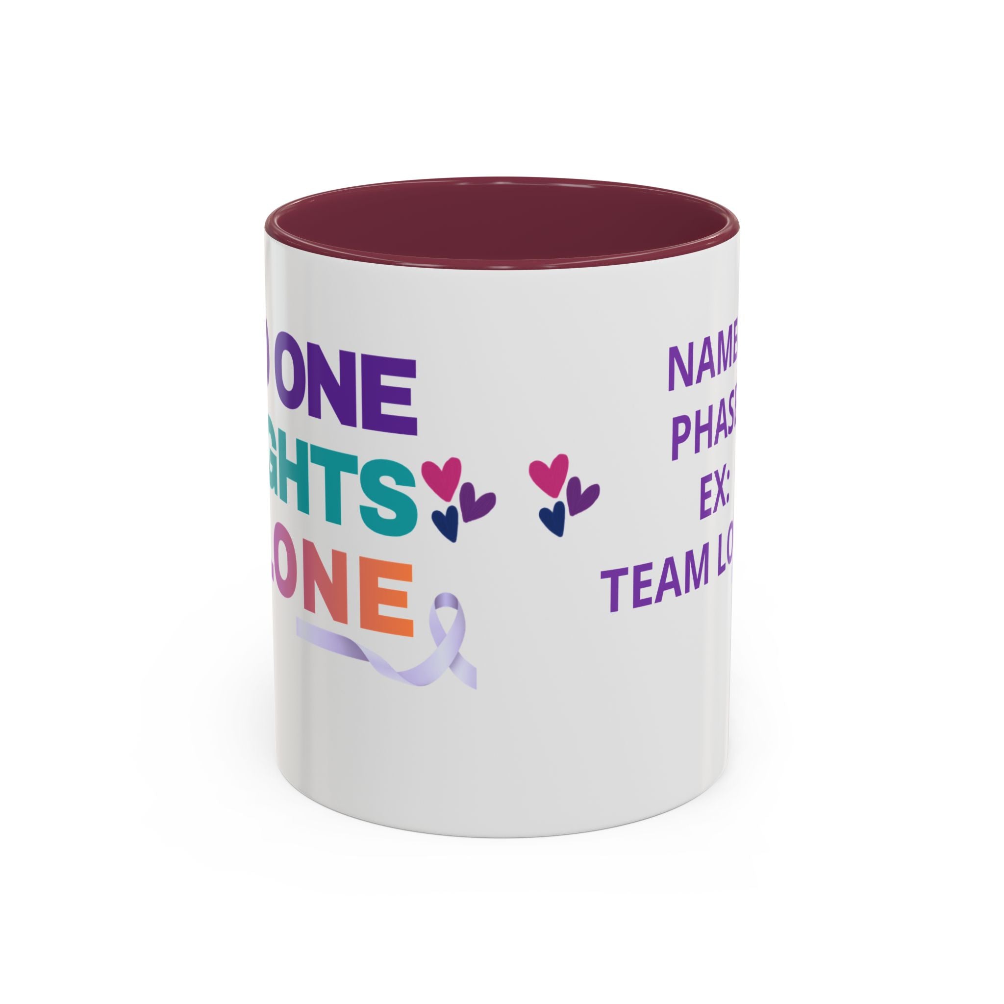 Personalized “No One Fights Alone” Support Mug