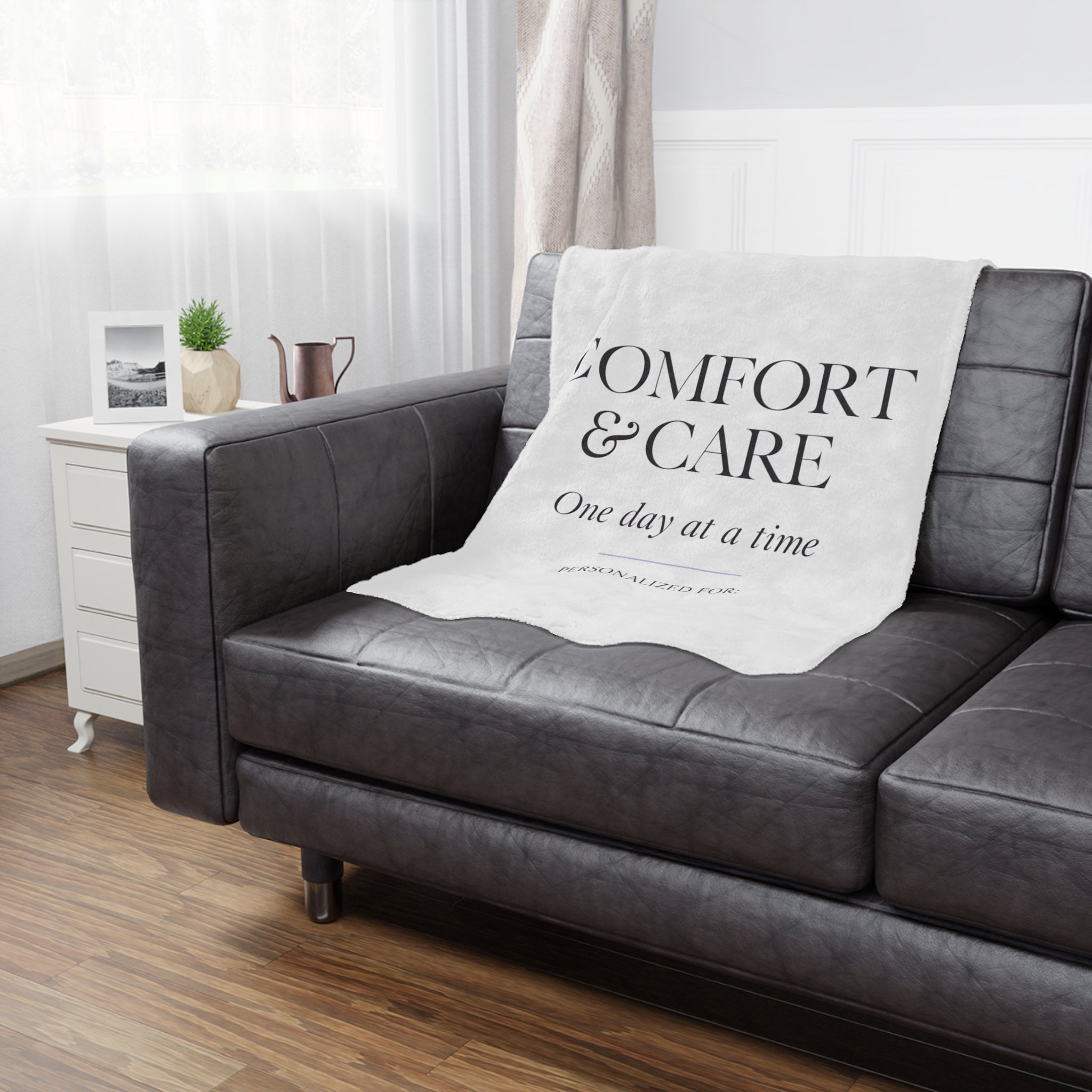 Comfort & Care Minky Blanket — One Day at a Time (Personalized)