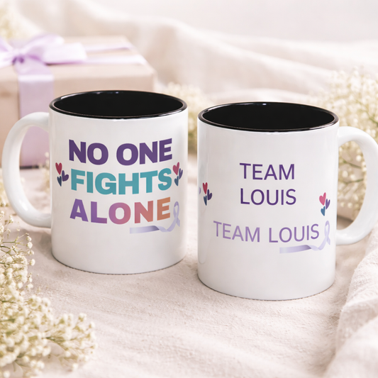 Personalized “No One Fights Alone” Support Mug