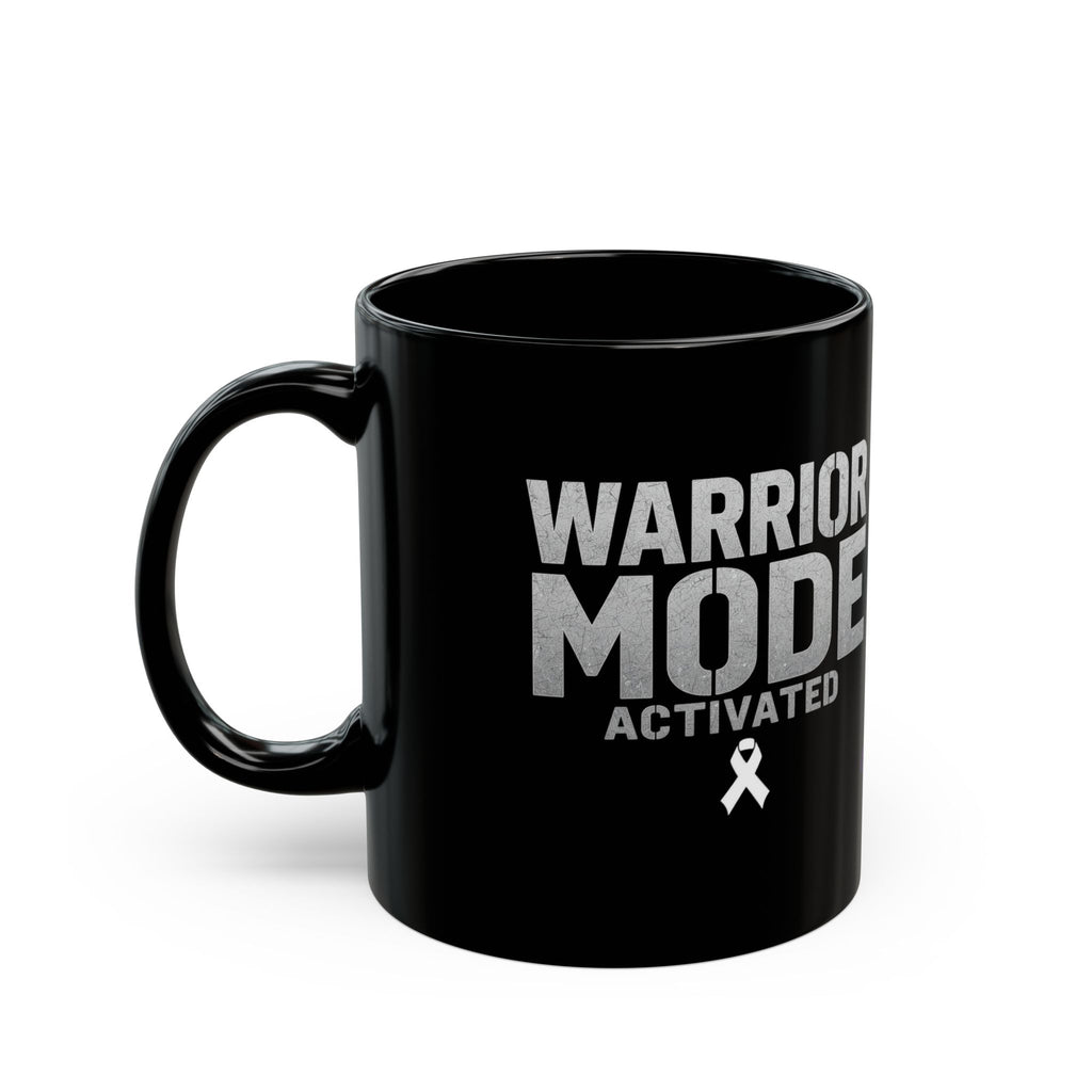 Warrior Mode Activated Black Mug — Motivational Cancer Awareness Coffee Cup