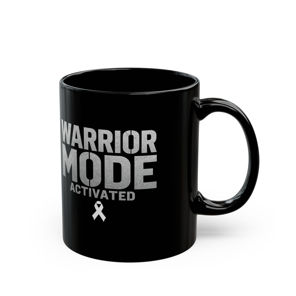 Warrior Mode Activated Black Mug — Motivational Cancer Awareness Coffee Cup