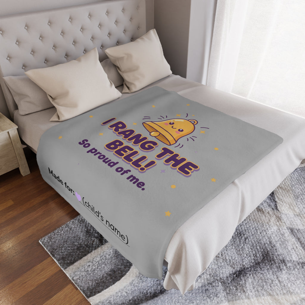 Personalized Kids Bell Ringer Minky Blanket – “I Rang the Bell!”