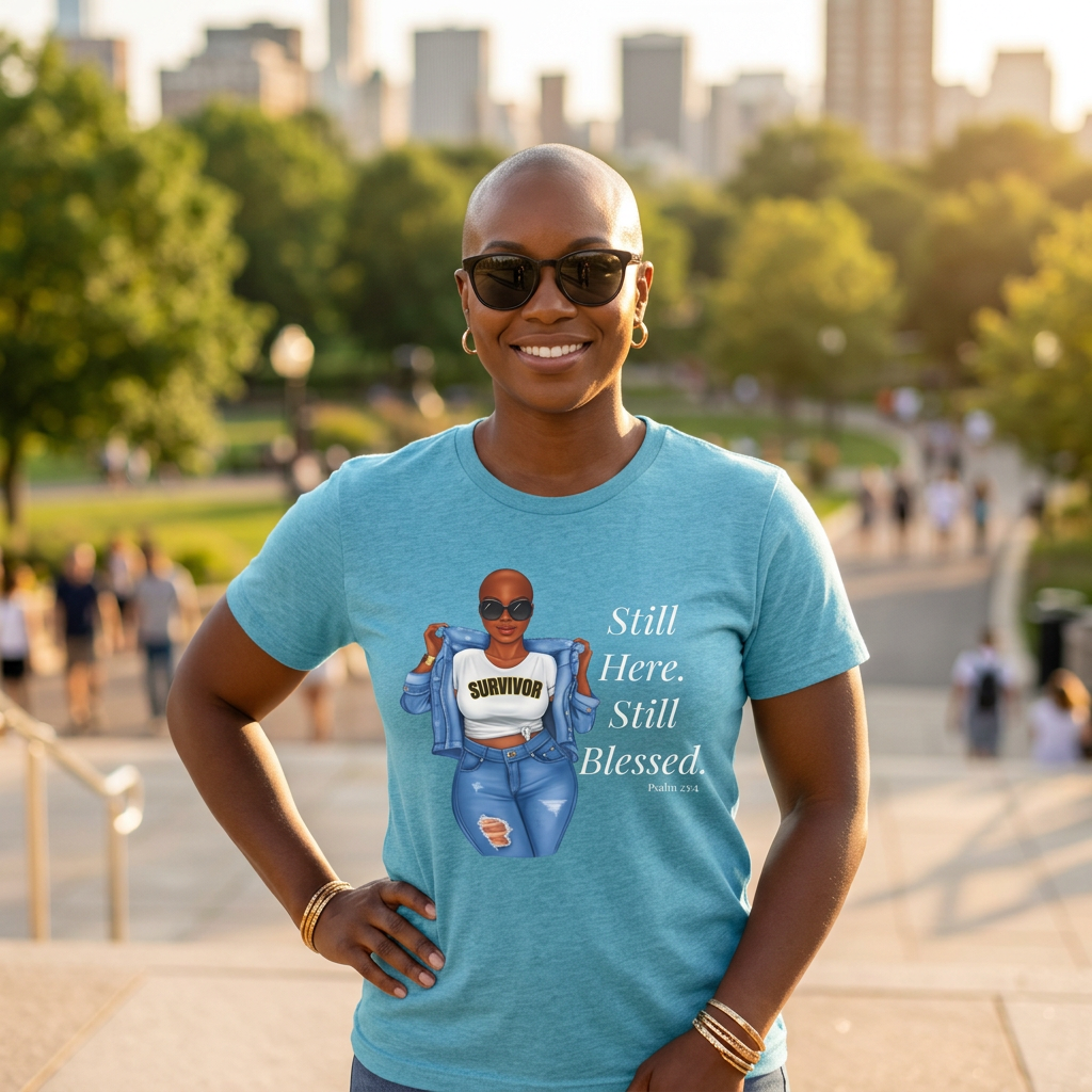 Still Here Still Blessed Shirt | Cancer Survivor Tee | Faith-Based Inspirational Apparel | Psalm 23:4
